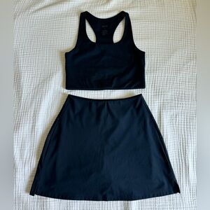 Girlfriend Collective Midnight Paloma Bra + Sport Skort Set | Both Size Medium